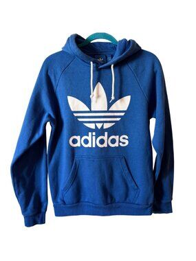 Adidas Originals Blue Trefoil Logo Pullover Hoodie Mens Size S
